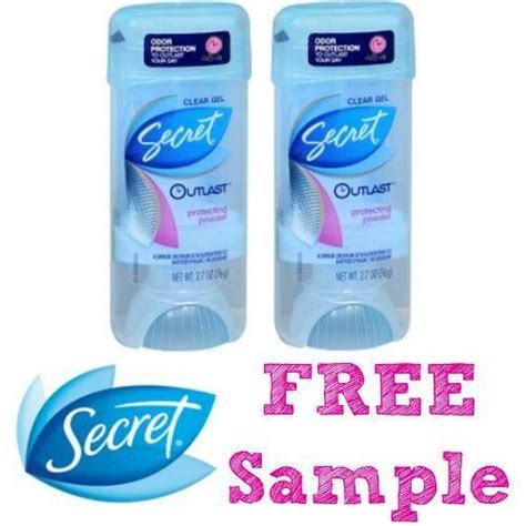 It goes on clear and dry, offers superior odor protection, and contains no aluminum, no parabens, and no dyes. . Secret deodorant samples for schools